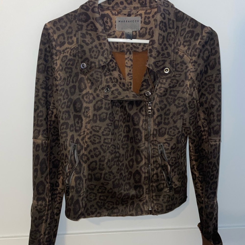 Anthropologie suede leopard jacket